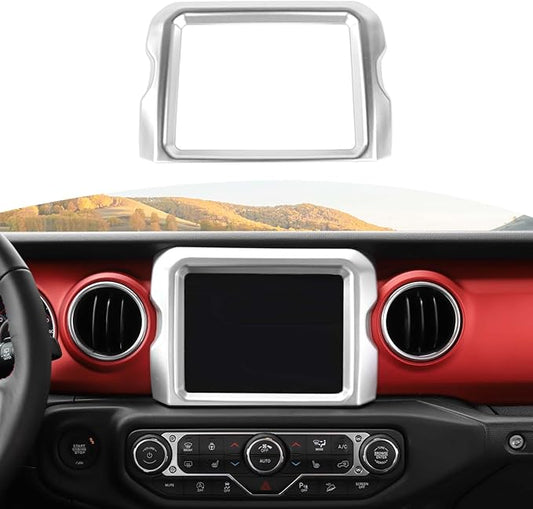 RT-TCZ for Jeep JL Center Console Radio Display Panel Trim Cover for Jeep Wrangler JL JLU Gladiator JT 2018-2023 Silver Interior Accessories 8.4 inch