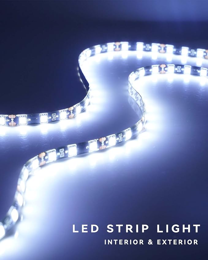 12V Led Light Strip 24" Connectable White Led Strip Lights for Cars Golf Cart Motorcycle Boat Trucks Waterproof Interior& Exterior, 4Pack