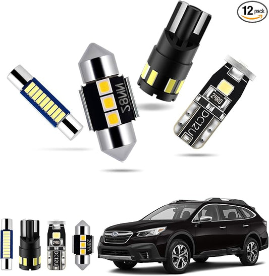 EASY EAGLE LED Interior Car Lights for Outback-2010-2020: 12 Piece Kit White LED Light Bulbs - Super Bright 6000K + Install Tool