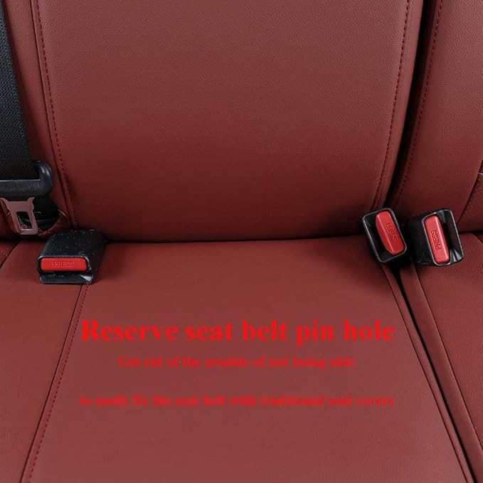 EKR Custom Fit Tacoma Car Seat Covers for Select Toyota Tacoma 2016 2017 2018 2019 2020 2021 2022 2023 Double Cab/Crew Cab - Full Set,Leather(Burgundy)