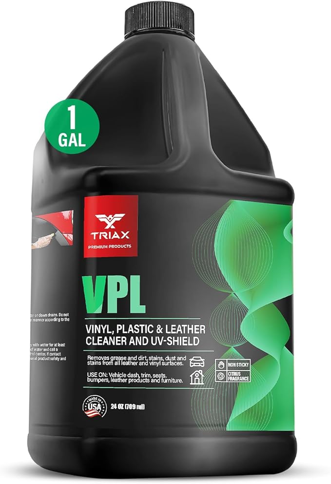 Triax Vinyl, Plastic & Leather VPL Premium Cleaner with UV Shield, Leather Scent (1 Gallon)