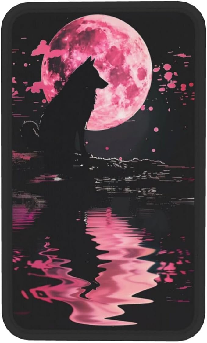 Universal Car Center Console Cushion Pad, Wolf in The Pink Moonlight Soft Waterproof Car Center Console Cover Auto Armrest Seat Box Cover Protector for Most Vehicle SUV Truck Car