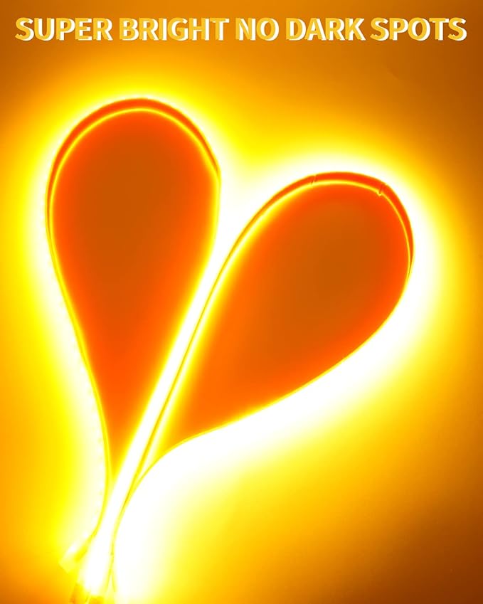 YM E-Bright Car Led Strip Lights Cuttable Underbody Ambient Led Lighting for Motorcycle Trucks Van Boat Night Fishing Interior Exterior Waterproof IP68 24inch 60CM 72SMD 12v,Yellow/Amber(Pack of 4)