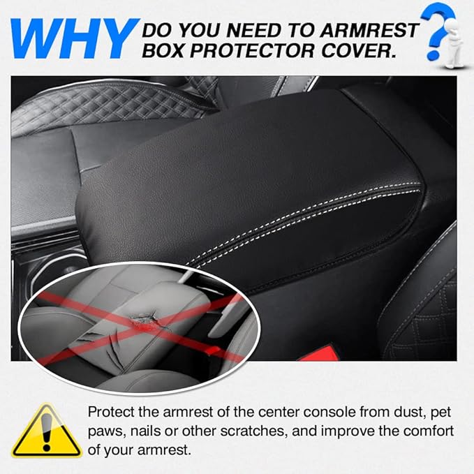 Autorder Center Console Armrest Cover for 2021-2025 2026 Jeep Grand Cherokee L Accessories Armrest Cover Anti-Scratch Middle Console Pad Leather Armrest Protector