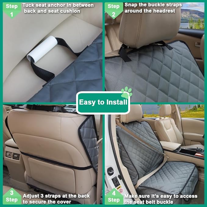 Waterproof Front Seat Cover Dog Car Seat Covers Nonslip and Full Protection with Side Flaps Fits Most Cars, Trucks, SUVs(Grey, 2Pack)