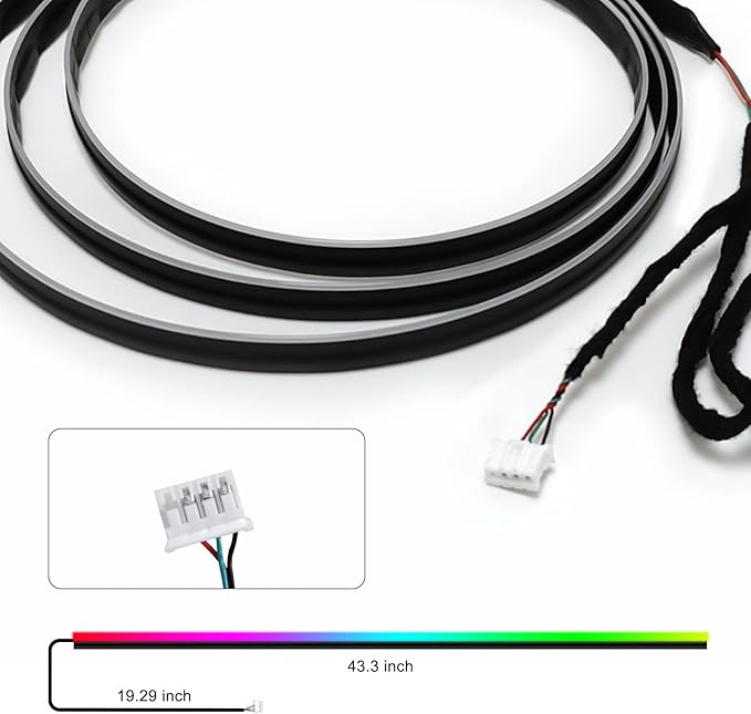 Dreamcolor Acrylic Interior Car LED Strip Light 43-inch, which fit for dreamcolor Main Controller Connects and sub-Controller kit (not Including), Not Applicable dreamcolor 5 in 1(Single Controller)