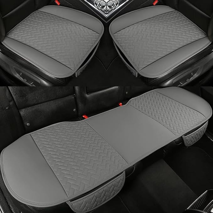 West Llama Full Set Car Seat Covers for Front and Rear Bottom Seats Only, Luxury PU Leather Car Seat Pads Protectors Waterproof and Wear-Resistant,Gray