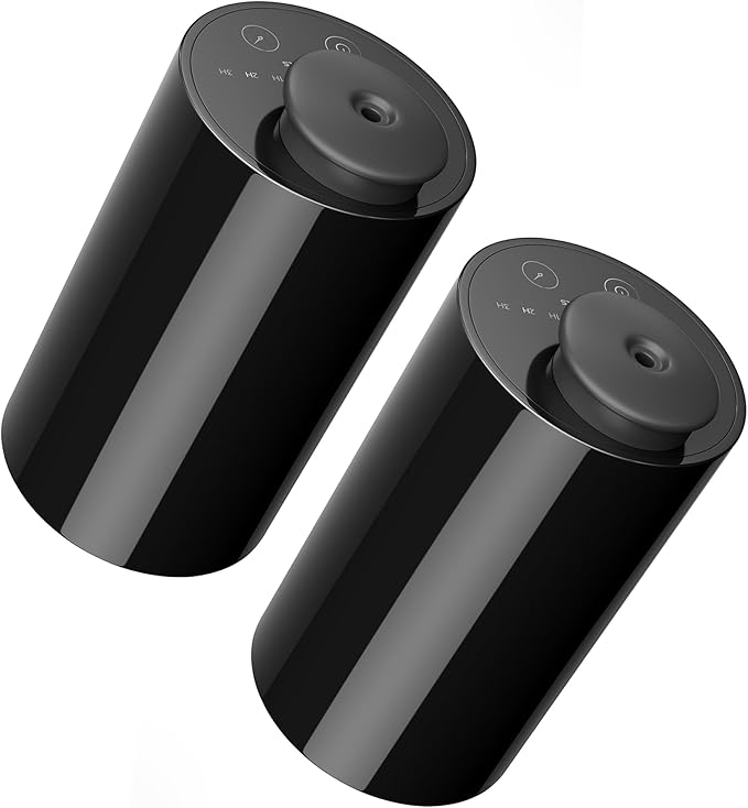 Waterless Essential Oil Diffuser for Home Aromatherapy Car Nebulizing Diffuser Battery Operated 20mL Mini Scent Air Machine Up to 600 Sq.Ft. 4 Countdown Timers 3 Mist-Level (AN7 Black 2PCS)