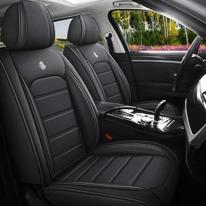 Leather Seat Cover for Toyota Corolla 2000-2024,Waterproof Soft Seat Covers,Interior Accessories Seat Covers Cushion Vehicle Protector Airbag Compatible(Classic Black,2PCS Front)