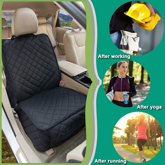 Waterproof Front Seat Cover Dog Car Seat Covers Nonslip and Full Protection with Side Flaps Fits Most Cars, Trucks, SUVs(Black, 2Pack)