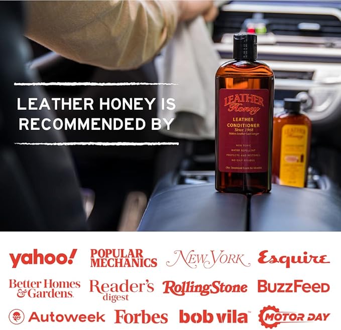 Leather Honey Cleaner and Conditioner Bundle with 16oz Spray Cleaner with UV Protectant and 8oz Conditioner