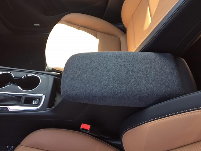 Auto Console Covers- Fits The Chevy Equinox 2018-2024 Center Console Armrest Cover Fleece Fabric (Dark Gray)