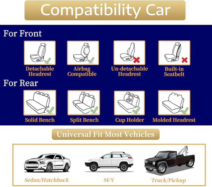 Auto Car Seat Covers Accessories Front Seat Leather Cushion Protector Breathable Waterproof Seat Cover for Cars Universal Fit 7 Colors (Brown, Front Pair)