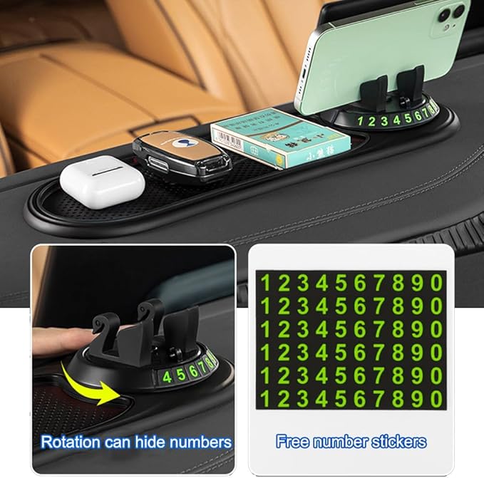 Tumecos Car Non-Slip Pad for Car Dashboard,Dashboard Mat for Car Dashboard Accessories,Dash Cell Phone Mount,Non-Slip Mat Can Hold Cell Phone, Keys, Sunglasses