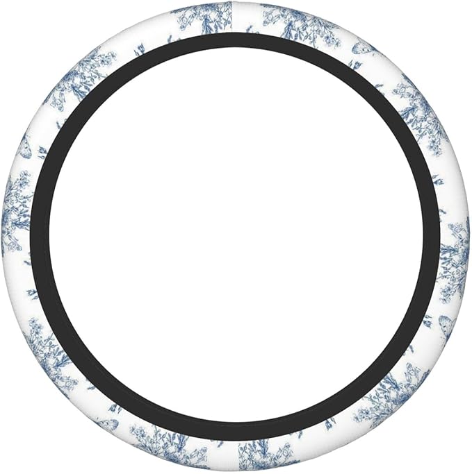 Vintage Blue Flower Car Steering Wheel Cover