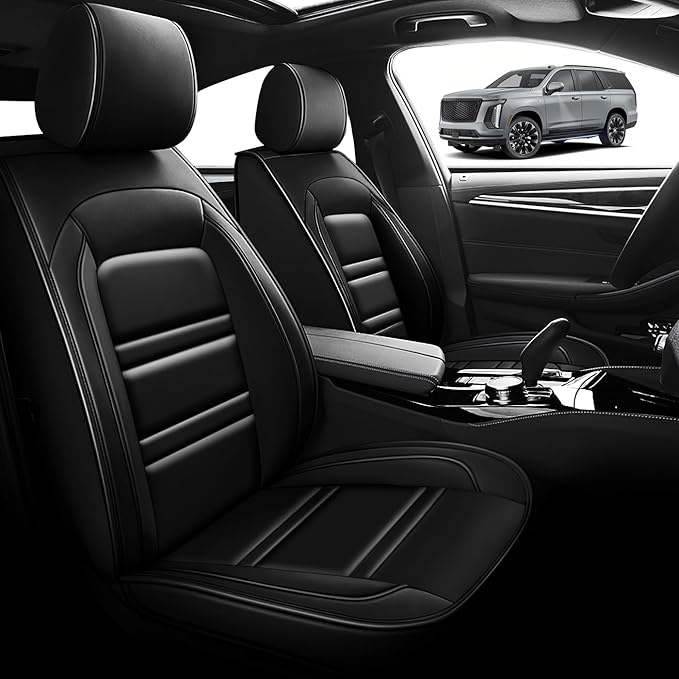 Seat Cover for Cadillac Escalade 2000-2025 | Car Seat Covers Front Seats, Waterproof Seat Protectors, Automotive Front Seat Covers (Front Seat, Black)