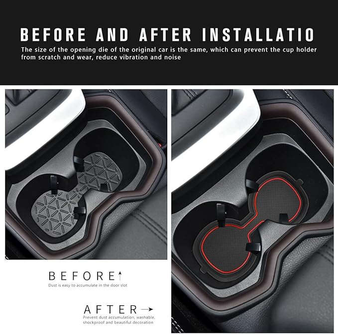 Auovo 3D Cup Holder Inserts for Toyota RAV4 Accessories 2025 2024 2023 2022 2021 2020 2019 Silicone Center Console Cup Holder Coaster Liner Mat Pad Interior Trims (Red, 2pcs kit)