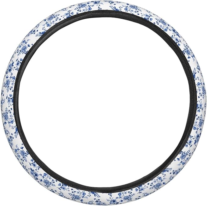 Dujiea Floral Pattern Elastic Stretch Steering Wheel Cover, Anti-Slip and Durable Car Steering Wheel Accessories for Women Men, 15 Inch Universal Fit Car, Truck, SUV