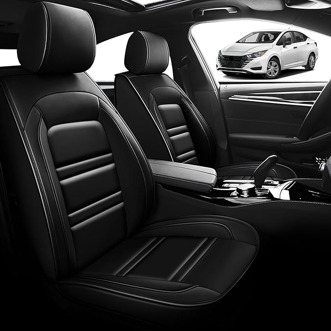 Seat Cover for Nissan Car Versa 2007-2025 | Car Seat Covers Front Seats, Waterproof Seat Protectors, Automotive Front Seat Covers (Front Seat, Black)