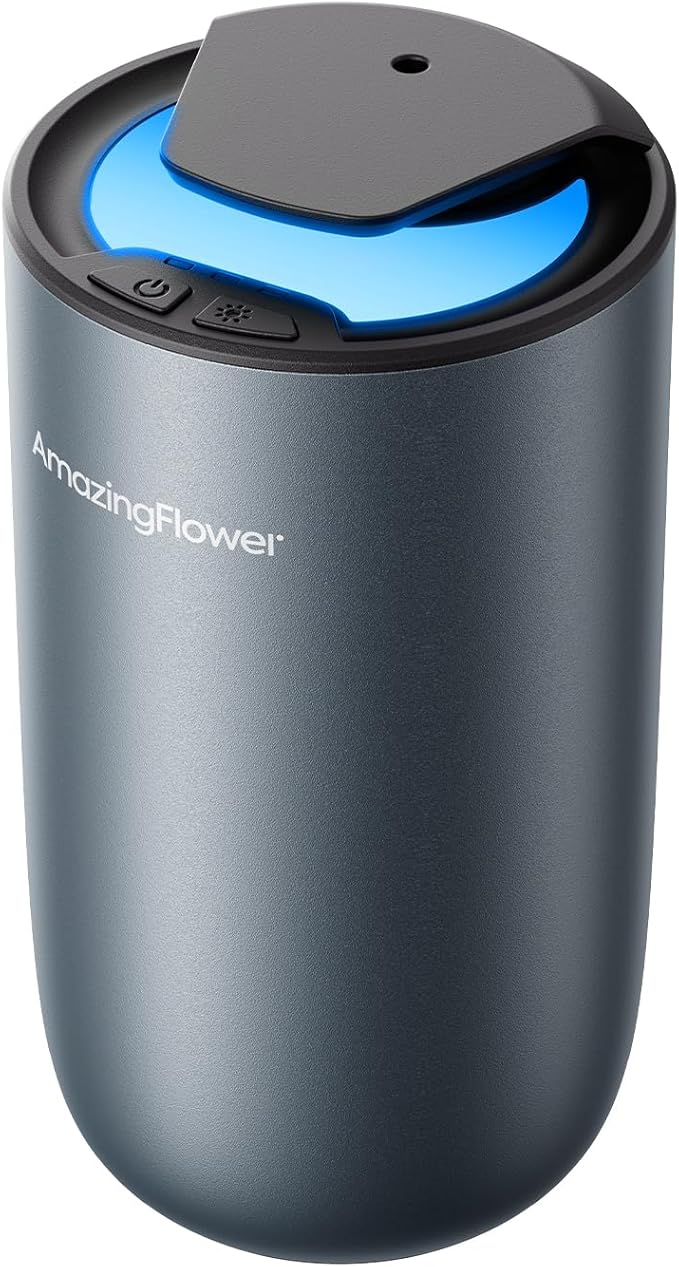 Waterless Diffuser for Essential Oil, Car Air Freshener Diffuser with 3 Mist Grades & 3 LED Light Colors, Auto On/Off, Rechargeable Scent Air Machine for Home, Room, Office, Bathroom