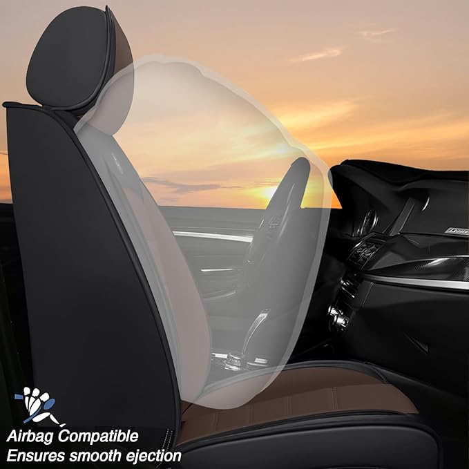 Seat Covers Custom Fit for Acura MDX 2001-2025, 7 Seat, Compatible Airbag Non-Slip Waterproof Leather Seat Cover, Luxury Interior Car Seat Covers Full Set, Black Coffee