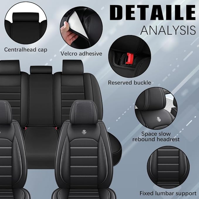 for Toyota Highlander 2006-2026 Seat Covers,Waterproof,Abrasion-Resistant PU Leather Full Set Seat Cover(Classic Black)