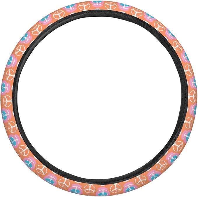 Peace Sign Steering Wheel Covers Anti-Slip Elasticity Car Accessories Steering Wheel Protector Universal 15 Inch for Cars SUV Vehicle Truck