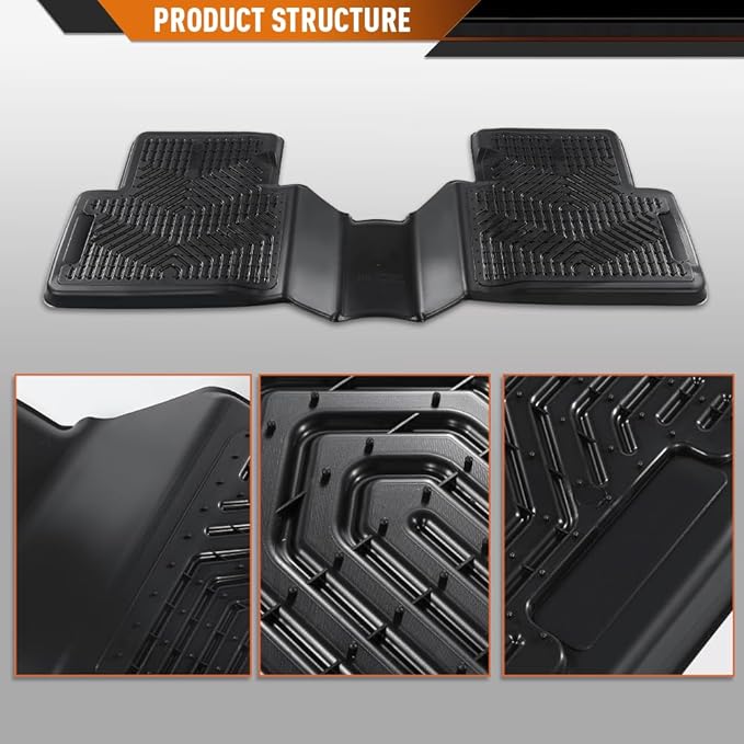 ANDPLAY TPE Floor Mats Liners 3PCS Compatible with Honda Civic Coupe/Sedan 2016-2021 Fit Honda Civic Hatchback 2017-2021 Fit Insight 2016-2021 Front & 2nd Row Liner All Weather Liners