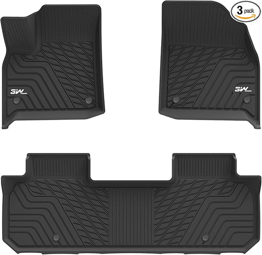 3W Floor Mats Custom Fit for Chevrolet Traverse 2018-2023, TPE All Weather Chevy Traverse Floor Liner 1st and 2nd Row Full Set Car Mats Accessories (ONLY for Bucket Seat 2-Row)
