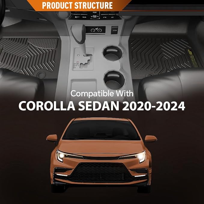 ANDPLAY TPE Floor Mats Liners Compatible with Toyota Corolla Sedan 2020 2021 2022 2023 2024(NOT Fit Hatchback Models) All Weather Protection Black Floor Liners alfombras para carro