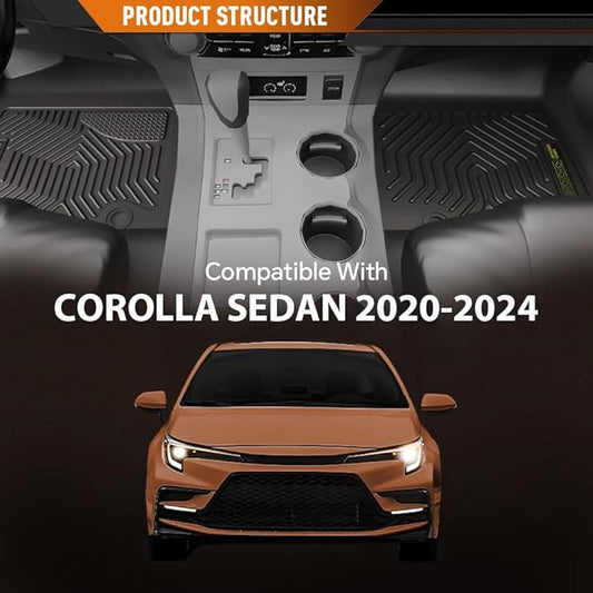 ANDPLAY TPE Floor Mats Liners Compatible with Toyota Corolla Sedan 2020 2021 2022 2023 2024(NOT Fit Hatchback Models) All Weather Protection Black Floor Liners alfombras para carro