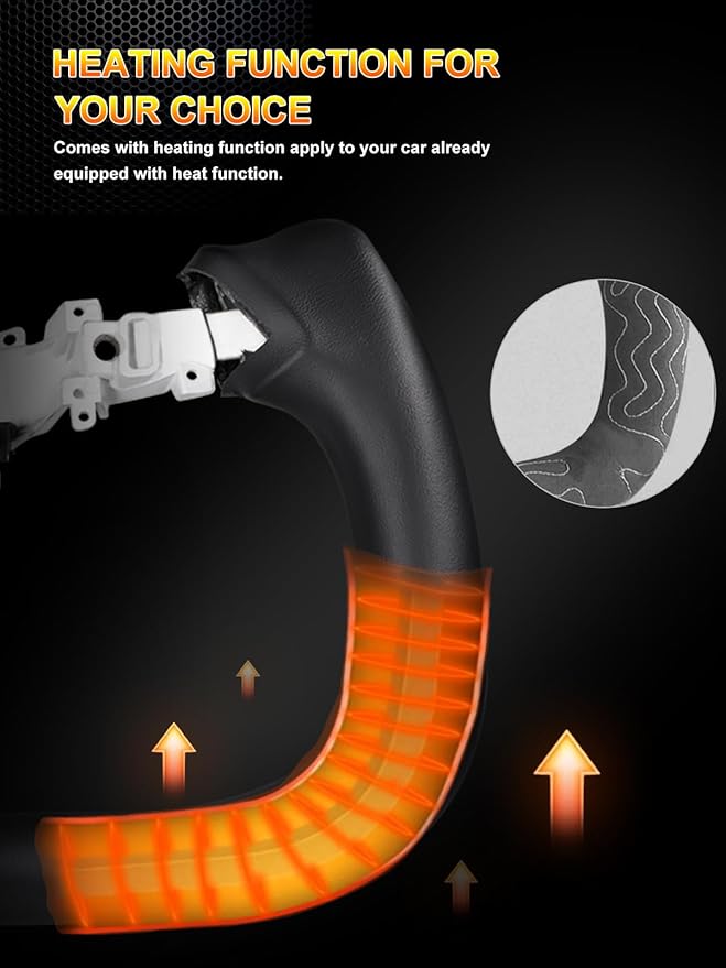 ZIMABLUE Black Yoke Steering Wheel For Tesla Model Y Juniper Accessories 2025, Black Nappa Leather for Tesla Model Y Juniper 2025 With Heating Function,Without stripe