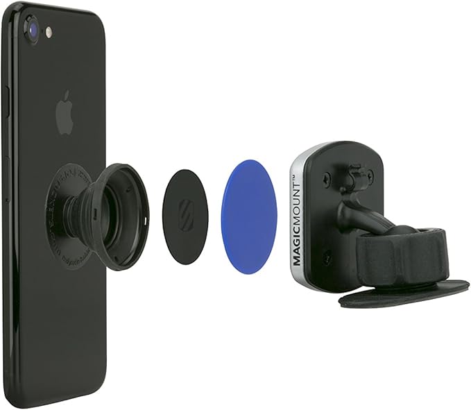 Scosche MPDRND-SP MagicMount Pro Magnetic Car Phone Holder - Strong Magnet Mount for iPhone and Android - Secure Magnetic Mount for Car Dashboard - Universal 360° Adjustable Mobile Cell Holder