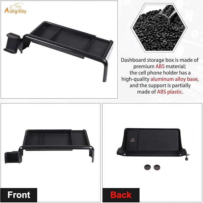 Aunginsy Center Console Dash Storage Tray with Phone Holder Compatible with Kia Telluride 2020-2022 Dashboard Storage Box Organizer Mobile Phone Mount Bracket Dash Storage Tray Interior Accessories