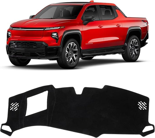 KUST Car Dash Cover for Chevrolet/Chevy Silverado EV 2024 2025 2026 (Only fits for WT Edition. Not fits for RST Edition) Polyester Dashboard Cover Non-Slip Accessories for Silverado EV No Glare Black
