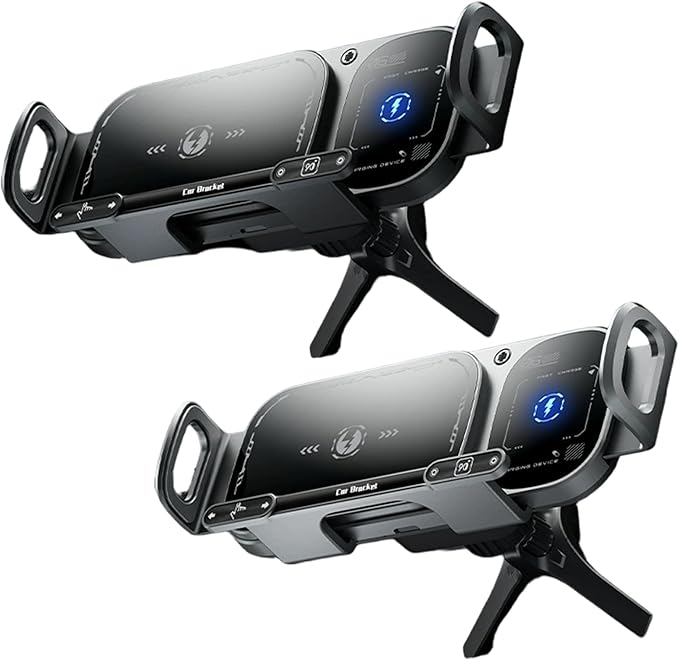 Wireless Charging Rotating Car Mount, Auto Rotating Phone Holder Black, 15W Fast Charging Phone Car Mount Touch Control Wireless Chargers