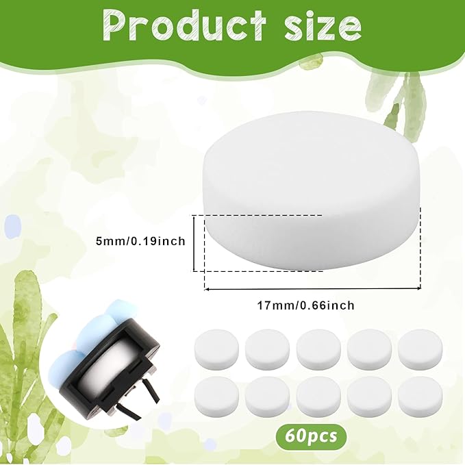 60PCS Car Air Freshener Refill Felt Pads Unscented Essential Oil Perfumes Refill Freshener Clips Diffuser 17mm Universal Essential Oil Perfumes Tablets for Car Air Vent Clips Diffusers