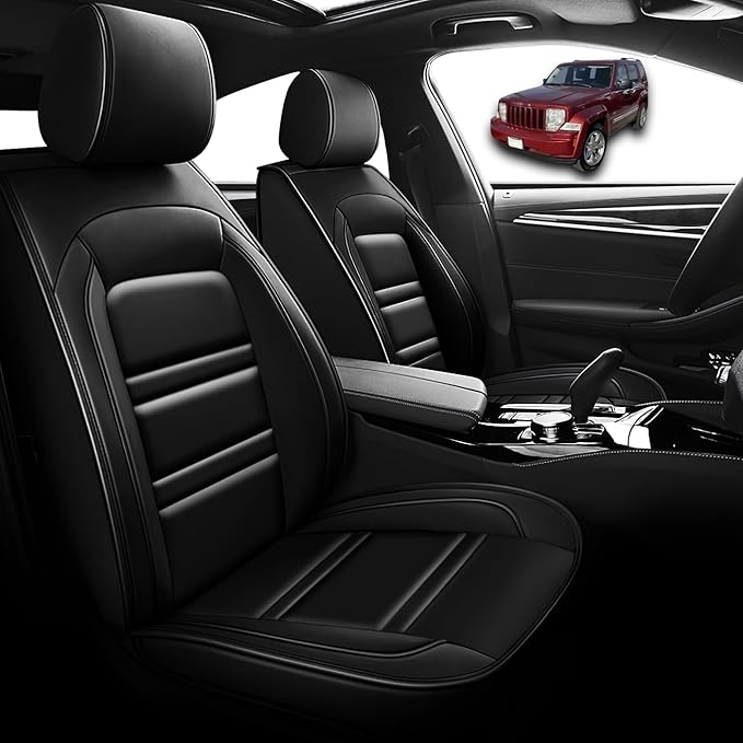 Seat Cover for JP Liberty 2002-2012 | Car Seat Covers Front Seats, Waterproof Seat Protectors, Automotive Front Seat Covers (Front Seat, Black)