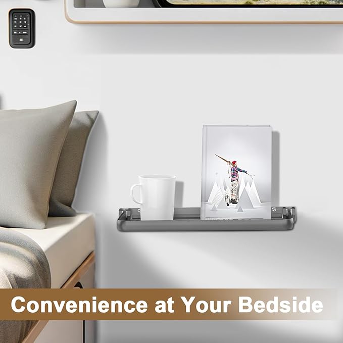 Safoner RV Aluminum Fold-Down Wall Shelf - The Essential Camper Accessory for Interior Organization | Space-Efficient Versatile Floating Storage- 2 Packs