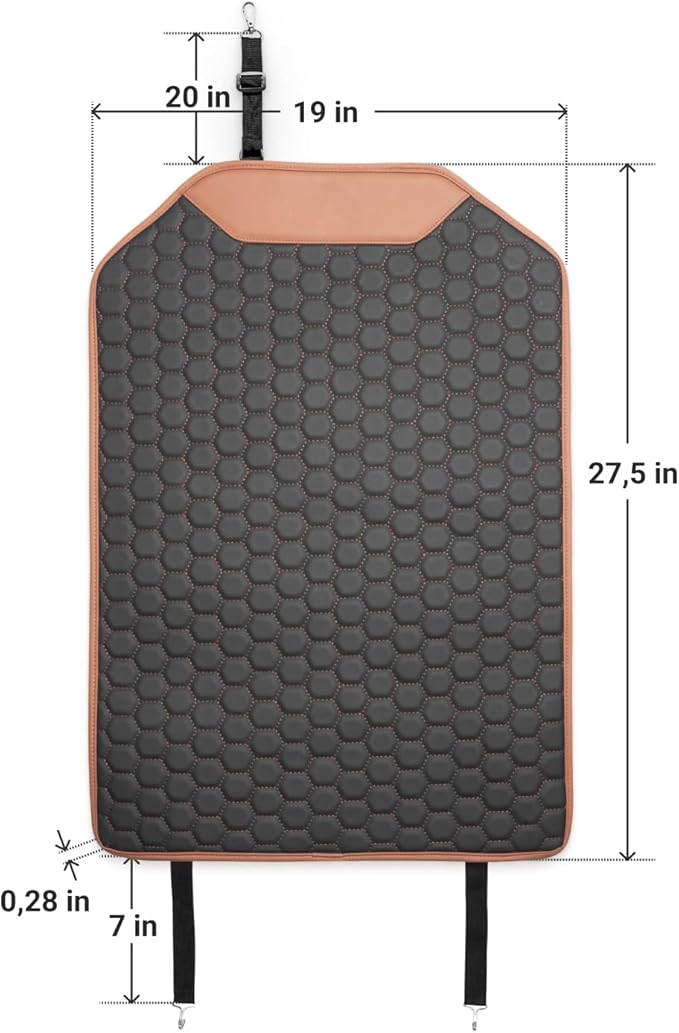 Owleys Kick Mat Back Seat Protector - Car Back Seat Cover for Kids Feet - Waterproof & Sturdy Protector for Upholstery from Dirt, Mud, Scratches and Stain (Hexy)