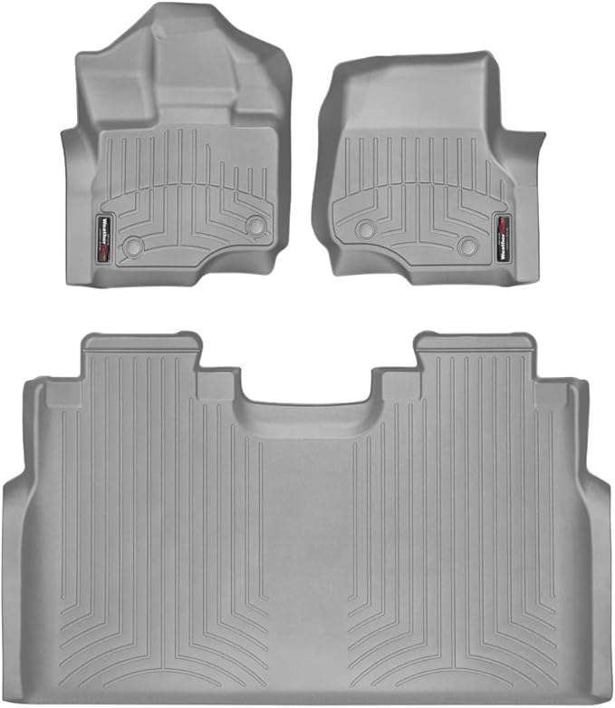 Weathertech Custom Fit FloorLiners for Ford F-150 Lightning, F-150, F-150-1st & 2nd Row (46697-1-2), Grey