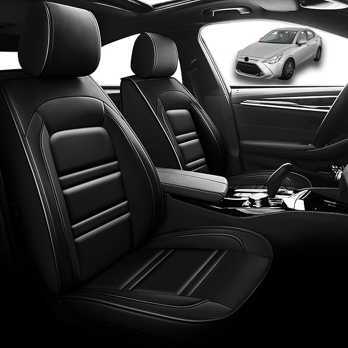 Seat Cover for Toyota Yaris 2007-2020 | Car Seat Covers Front Seats, Waterproof Seat Protectors, Automotive Front Seat Covers (Front Seat, Black)