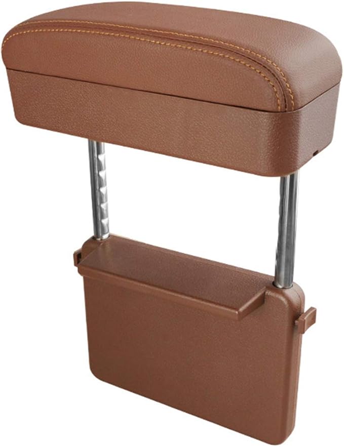 SKTU Auto Car Armrest Extender Support Elbow & Forearm Arm Wrist Rest Support Adjustable Height Comfort Pad Universal Fit for Most Car Models Center Console (Brown)