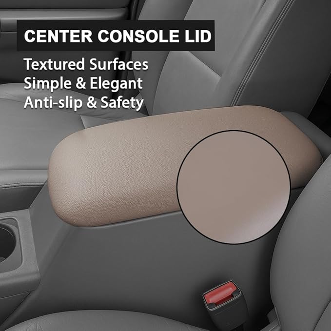 PIT66 Center Console Lid, Compatible with 1997-2000 Ford Explorer/1997-2001 Mercury Mountaineer/2001-2002 Ford Explorer Sport Trac Beige