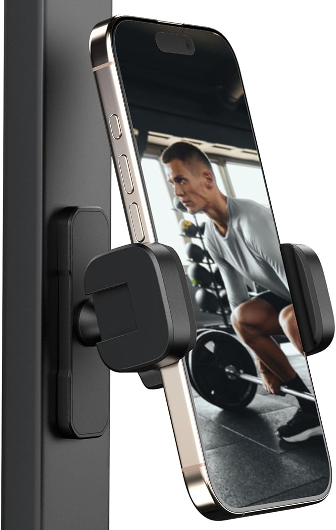 SMALLRIG Magnetic Phone Holder for Gym, Alloy Base with 360° Ball Head, Universal Phone Clamp Mount Suitable for iPhone 17/16/15/14/13/12 Series & Android Phones, Attach to Metal Surfaces-5582