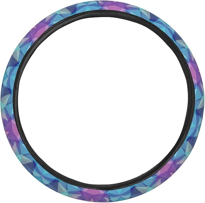 Dujiea Background of Geometric Shapes Elastic Stretch Steering Wheel Cover, Anti-Slip and Durable Car Steering Wheel Accessories for Women Men, 15 Inch Universal Fit Car, Truck, SUV