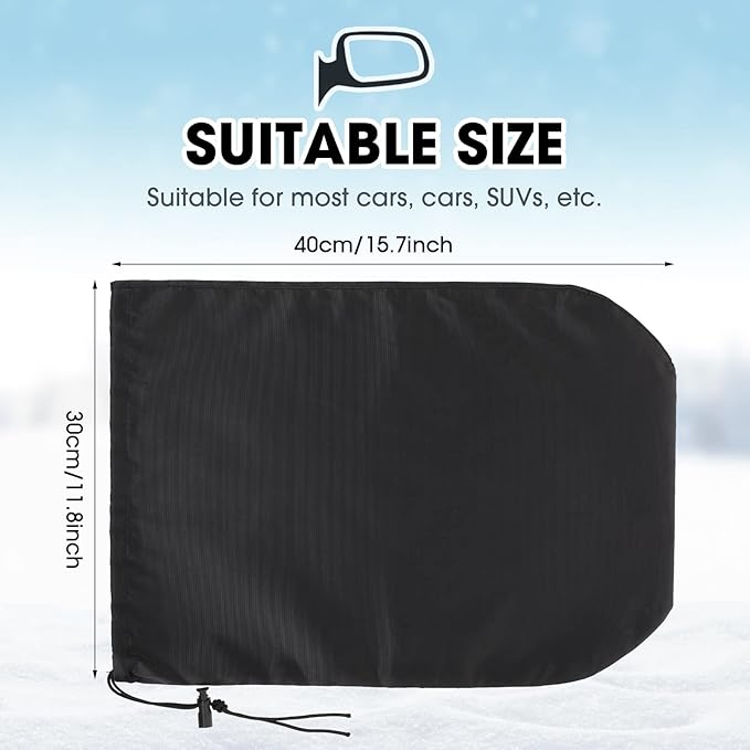 Frienda 6 Pieces Waterproof Side Mirror Covers Auto Rearview Protection Cover Exterior Rear View Accessories Car Mirror Accessories with Drawstrings for Car Vehicle Winter