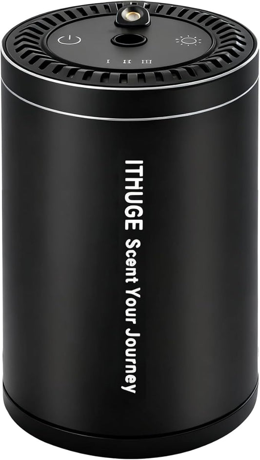 Waterless Smart Car Aroma Diffuser with Starry Sky Projection,7-Color Ambient Light, 3 Mode Adjustable Rechargeable Car Air Freshener with 80ml Empty Bottle,Auto On/Off Intelligent(Black, M308)