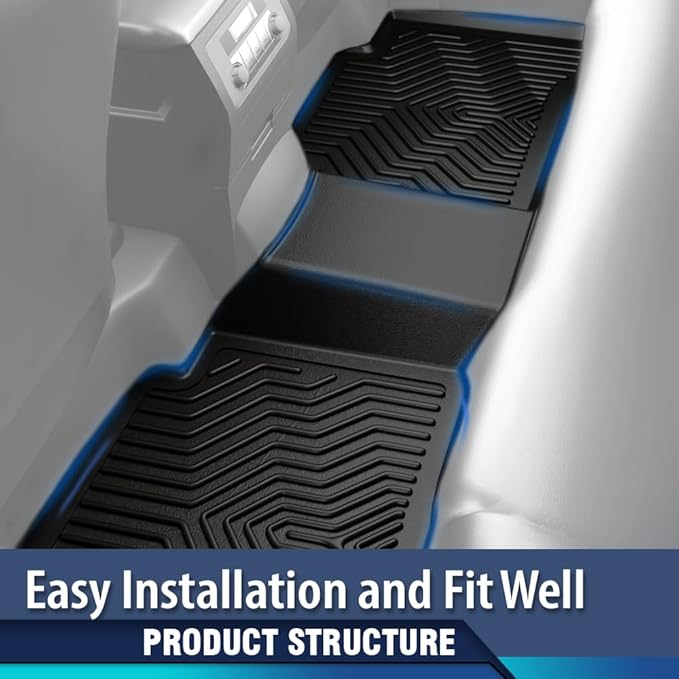 PIT66 Floor Mats Cargo Liners Compatible with Chevy Cruze 2017 1st and 2nd Row All Weather TPE Liner Accessories Black