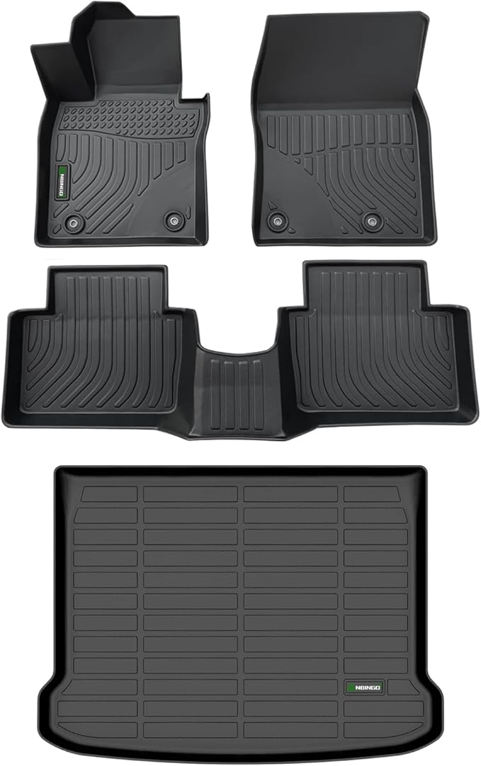 ANBINGO®-Floor Mats & Cargo Liner for Mazda 3 2026-2019 (only for Hatchback) TPE All Weather Car Mats 1st & 2nd Row Mazda 3 Accessories-Black